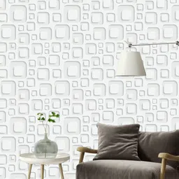 WallDaddy White 3D Square-Printed Wallpaper-13