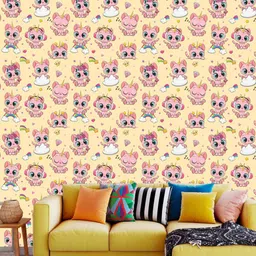 WallDaddy Beige & Pink Cute Kitty Designed Self Adhesive Wallpaper-image-76
