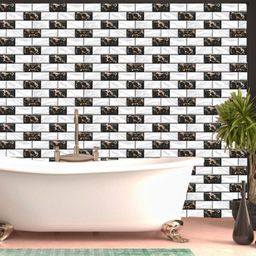 WallDaddy White & Black Eent Marble Designed Self Adhesive Wallpaper-image-61