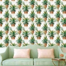 WallDaddy White & Green Pineapple Designed Self Adhesive Wallpaper-picture-46
