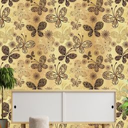 WallDaddy Beige & Brown Butterfly Design Self Adhesive Wallpaper-18