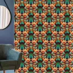 WallDaddy Green & Red Creative Era Designed Self Adhesive Wallpaper-image-33