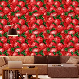 WallDaddy Red Strawberry Printed Self Adhesive Wall Paper-image-21
