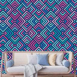 WallDaddy Pink & Blue Geometric Printed Self Adhesive Wallpaper-image-73