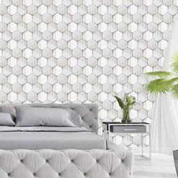 WallDaddy White Marble Hexa Printed Self Adhesive Wallpaper-image-23