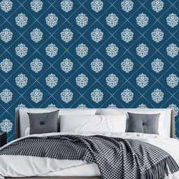WallDaddy Blue & White Patch Design Designed Self Adhesive Wallpaper-image-6