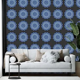 Wallpics Black & Blue Abstract Printed Wallpaper-image-88