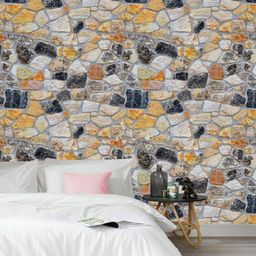 Jaamso Royals Blue & Orange Stone Self Adhesive Wallpaper-image-32