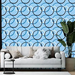 Wallpics Blue & Black Geometric Printed Self Adhesive Wall Sticker-image-72
