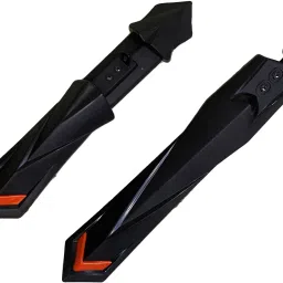Bicycle Front & Rear Mudguard with long Patti Fitting Color- Black Orange Full Length Front & Rear Fender-1