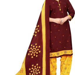 Cotton Blend Printed Readymade Salwar Suit Ready to Wear Printed Kurta, Patiala & Dupatta Set-image-41