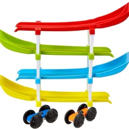 Colorful 4-Layer Ramp Racer Car Track with 2 Mini Racing Cars for kids-17