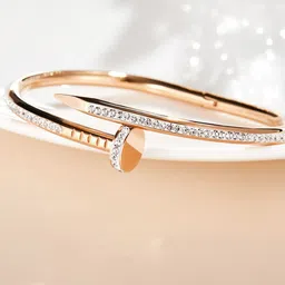 MYKI Women Rose Gold Plated Cubic Zirconia Wraparound Bracelet-19