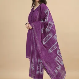 MIRAAN Printed Regular Pure Cotton Kurta with Patiala & Dupatta image 5
