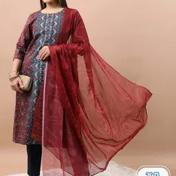 Vishudh Ethnic Motifs Printed Kurta With Trousers & Dupatta image 1