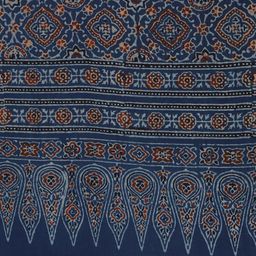 THE WEAVE TRAVELLER Blue & Rust Ethnic Motifs Printed Pure Cotton Block Print Dupatta image 2