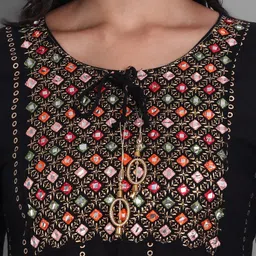 KALINI Mirror Work Embellished Kurta with Palazzos & With Dupatta image 2