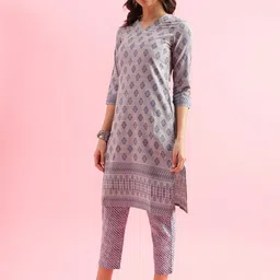 KALINI Women Printed Regular Patchwork Kurta with Trousers & With Dupatta image 3