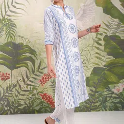 Vishudh Floral Printed Regular Kurta with Trouser & Dupatta image 4