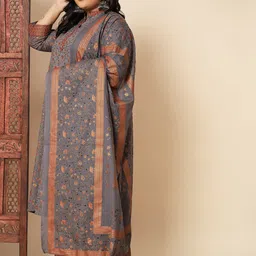 Vbuyz Plus Size Floral Printed Regular Kurta With Trousers & Dupatta image 4