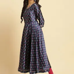 W Blue Ethnic Motifs Printed Regular Sequinned Kurta With Leggings And Dupatta image 4