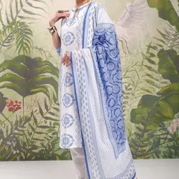 Vishudh Floral Printed Regular Kurta with Trouser & Dupatta image 5