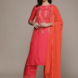 Anouk Women Ethnic Motifs Printed Regular Kurta with Palazzos & With Dupatta image 4