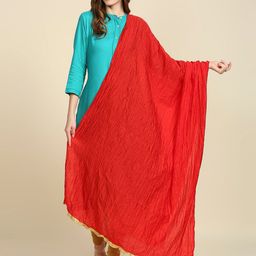 Dupatta Bazaar Women Red & Gold-Toned Dupatta-picture-7