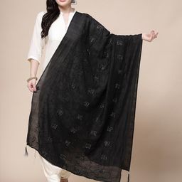 Clora Creation Ethnic Motifs Embroidered Sequinned Dupatta-17