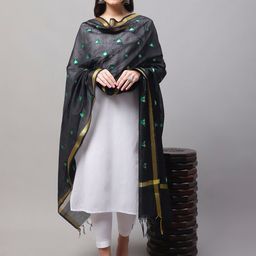 LOOM LEGACY Ethnic Motifs Woven Design Cotton Silk Dupatta with Zari-image-88