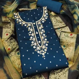 KALINI Ethnic Motifs Woven Design Beads and Stones Unstitched Dress Material-image-92