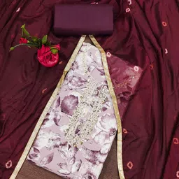 KALINI Embellished Pure Cotton Unstitched Dress Material-image-67