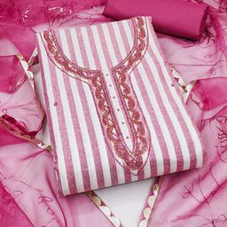 KALINI Striped Pure Cotton Unstitched Dress Material-image-78