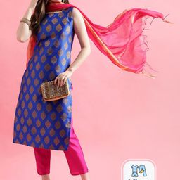 PPTOSS Ethnic Motifs Woven Design Kurta With Trousers & Dupatta-image-33
