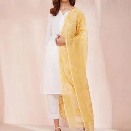 Fabindia Embroidered Cotton Silk Dupatta with Chikankari-56