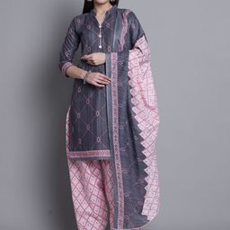 Roly Poly Geometric Printed Mandarin Collar Kurta With Salwar & Dupatta-27