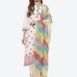 Rangriti Women White & Maroon Ethnic Motifs Printed Kurta with Salwar & Dupatta-image-82