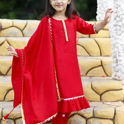 BAESD Girls Round Neck Regular Gotta Patti Kurta with Pyjamas & Dupatta-picture-38