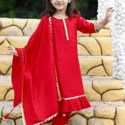 BAESD Girls Embroidered Regular Gotta Patti Kurta with Trousers & Dupatta-picture-53