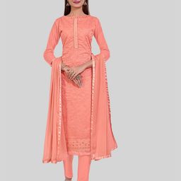TAVAS Floral Embroidered Gotta Patti Unstitched Dress Material-image-95
