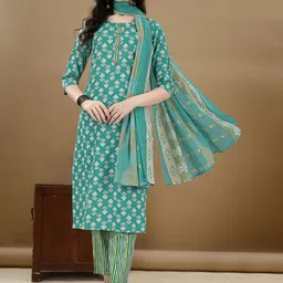 KALINI Ethnic Motifs Printed Regular Kurta with Trousers & Dupatta image 1