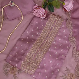 House of Pataudi Embroidered Unstitched Kurta & Trouser With Dupatta-picture-15