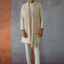 KALPRAAG Embroidered Long Jacket Kurta Set with Dupatta-image-73