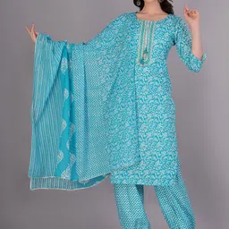 HIGHLIGHT FASHION EXPORT Paisley Printed Mirror Work Cotton Kurta With Salwar & Dupatta-picture-11