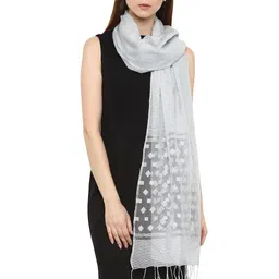 Rhe-Ana Silver-Toned Checked Dupatta-17