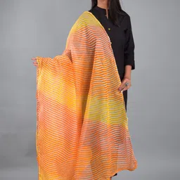 Apratim Women Yellow & Orange Leheriya Dupatta-picture-52