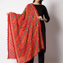 SWI Stylish Embroidered Chiffon Phulkari Dupatta-16