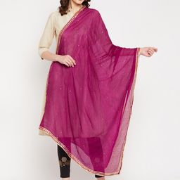 Clora Creation Purple & Gold-Toned Dupatta with Gotta Patti-51