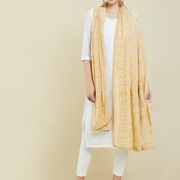 Soch Women Gold-Toned Floral Embroidered Dupatta-20