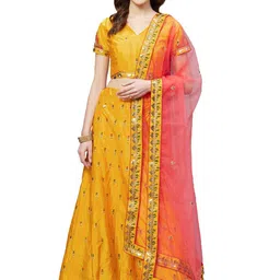 KALINI Embroidered Thread Work Semi-Stitched Lehenga & Blouse With Dupatta-picture-56